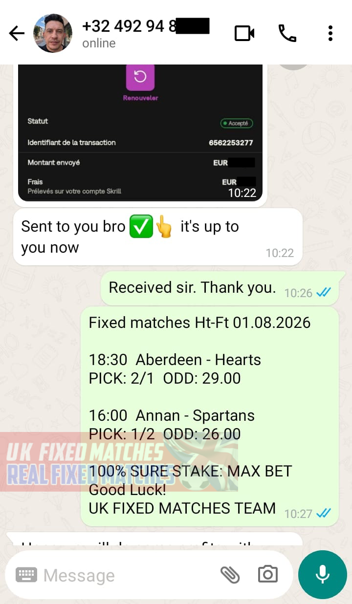real fixed matches ht ft 01.08.2026