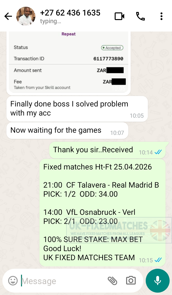 real fixed matches ht ft 25.04.2026