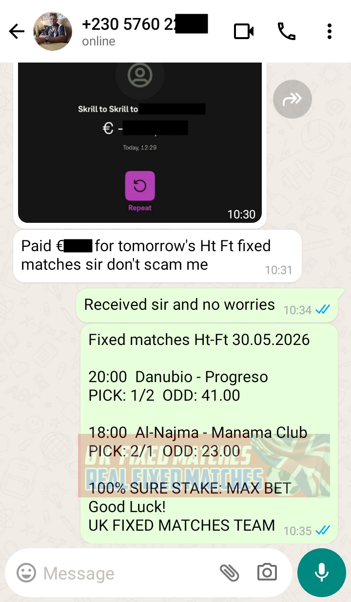 real fixed matches ht ft 30.05.2026