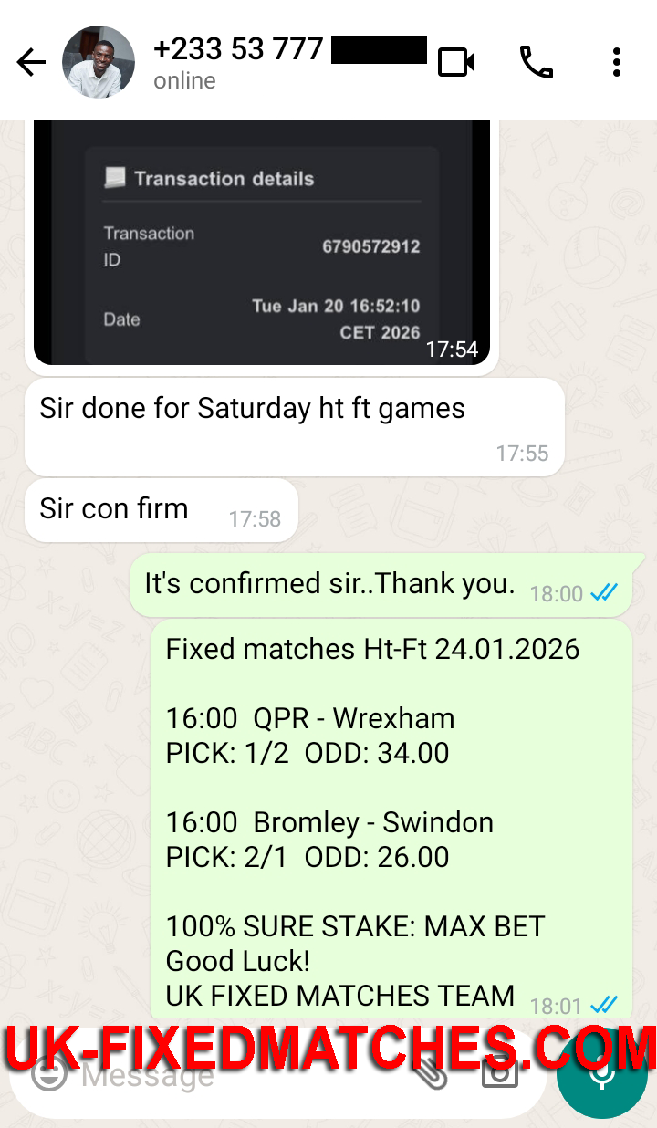 real fixed matches ht ft 24.01.2026