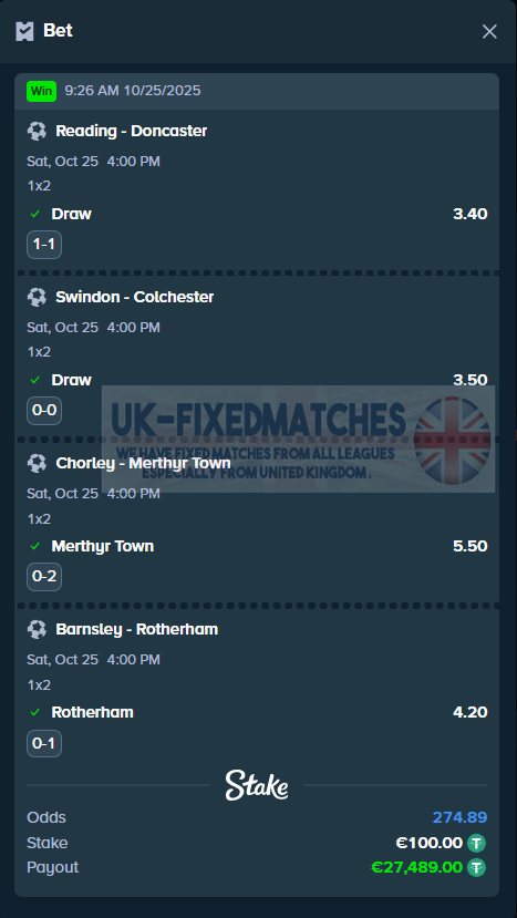 vip fixed matches 25.10.2025