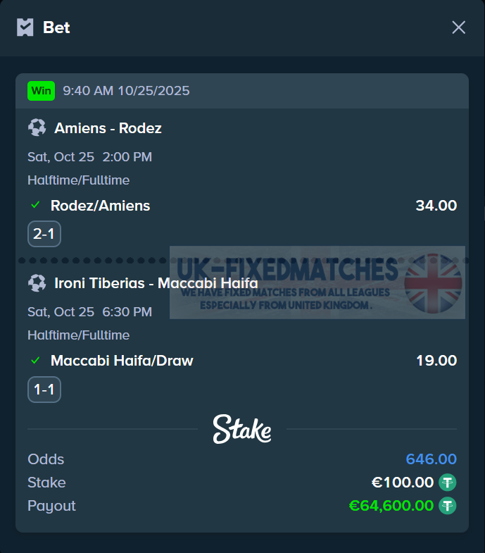 fixed matches ht ft 25.10.2025