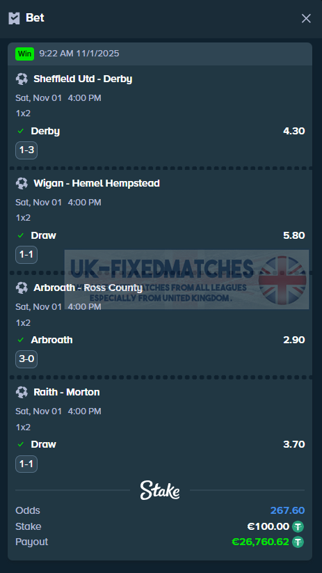 vip fixed matches 01.11.2025