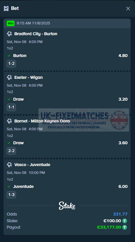 vip fixed matches 08.11.2025