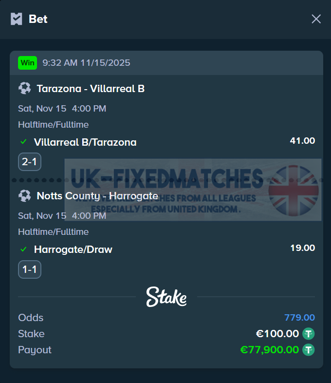 fixed matches ht ft 15.11.2025