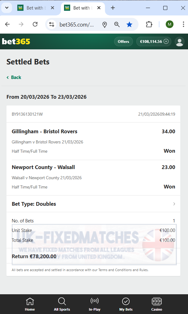 fixed matches ht ft 21.03.2026