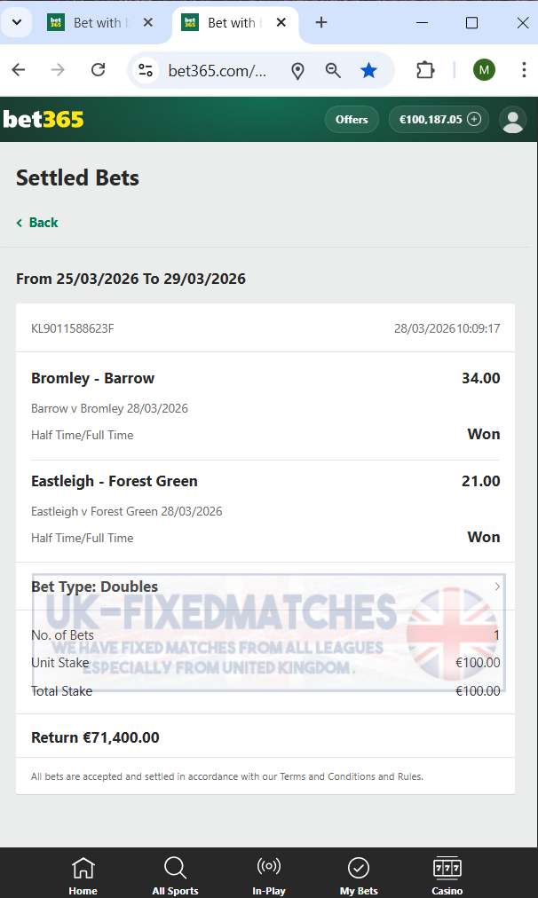 fixed matches ht ft 28.03.2026