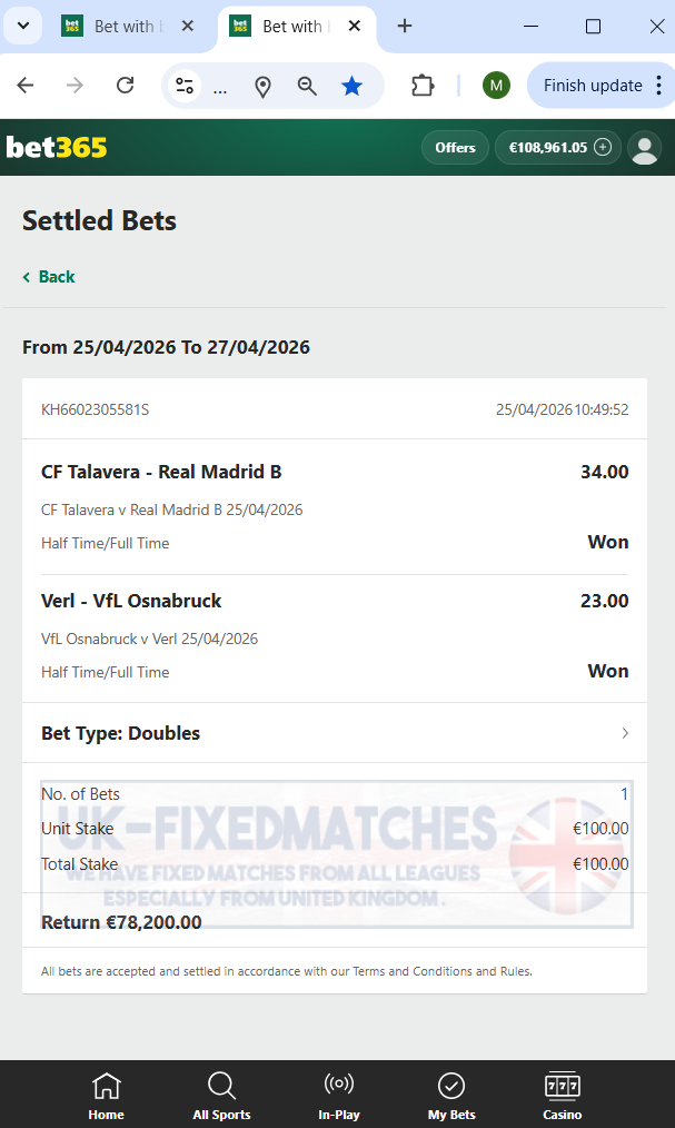 fixed matches ht ft 25.04.2026