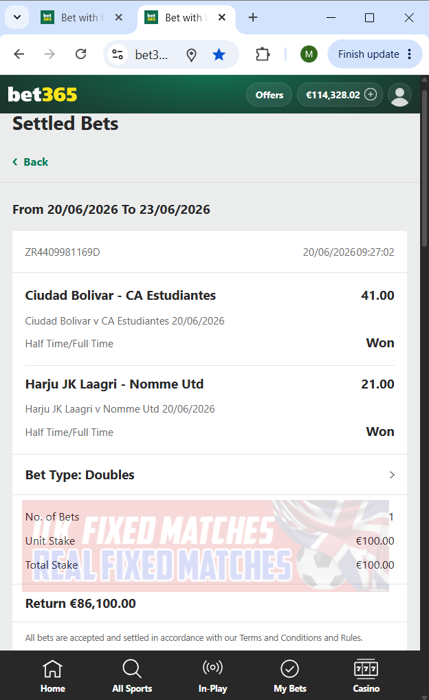 fixed matches ht ft 20.06.2026