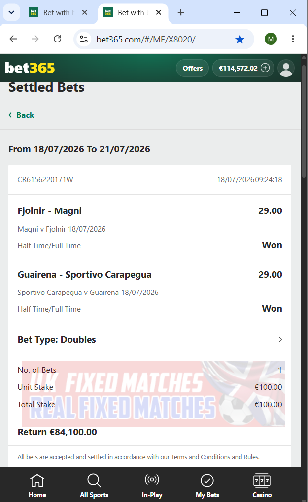 fixed matches ht ft 18.07.2026
