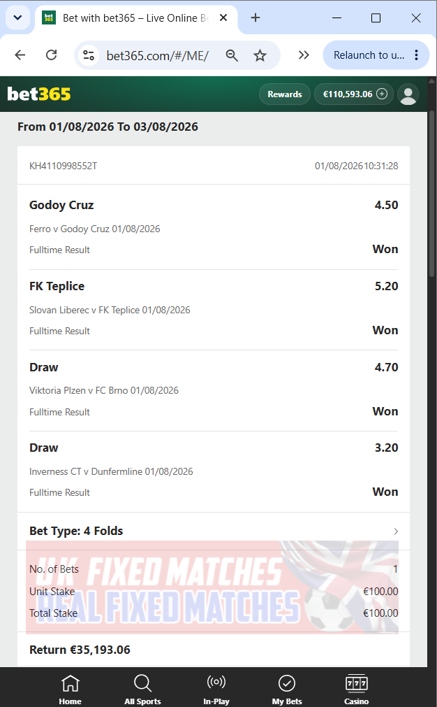 vip fixed matches 01.08.2026