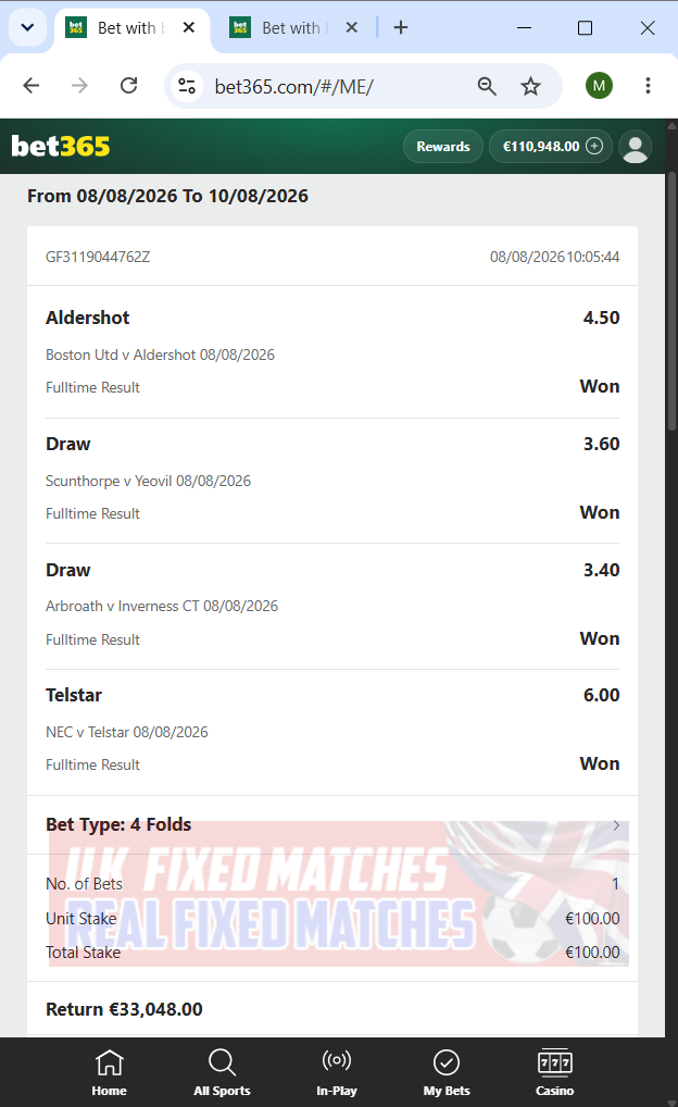 vip fixed matches 08.08.2026