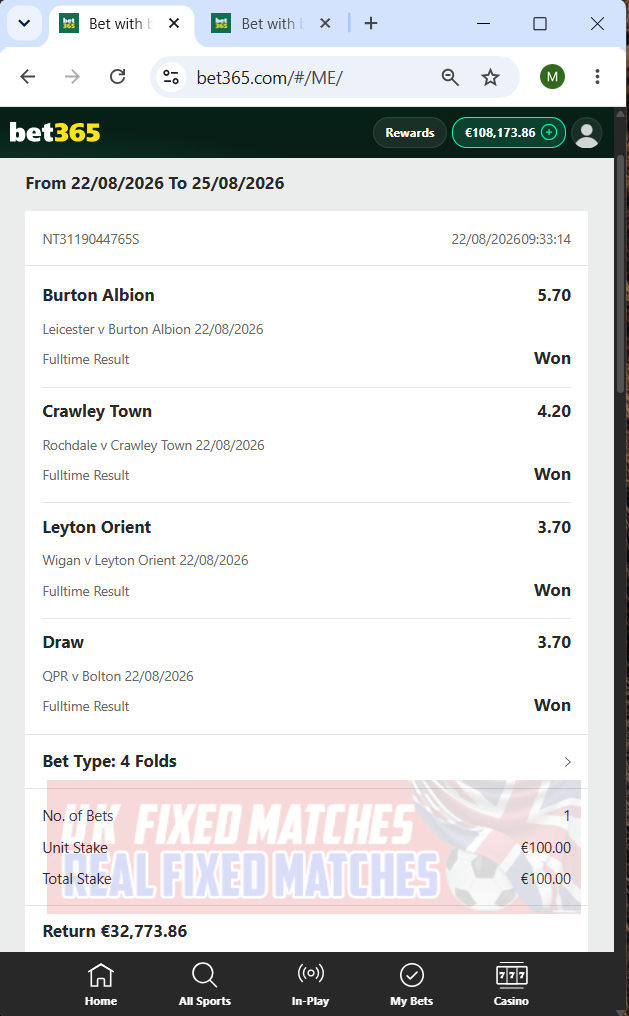 vip fixed matches 22.08.2026
