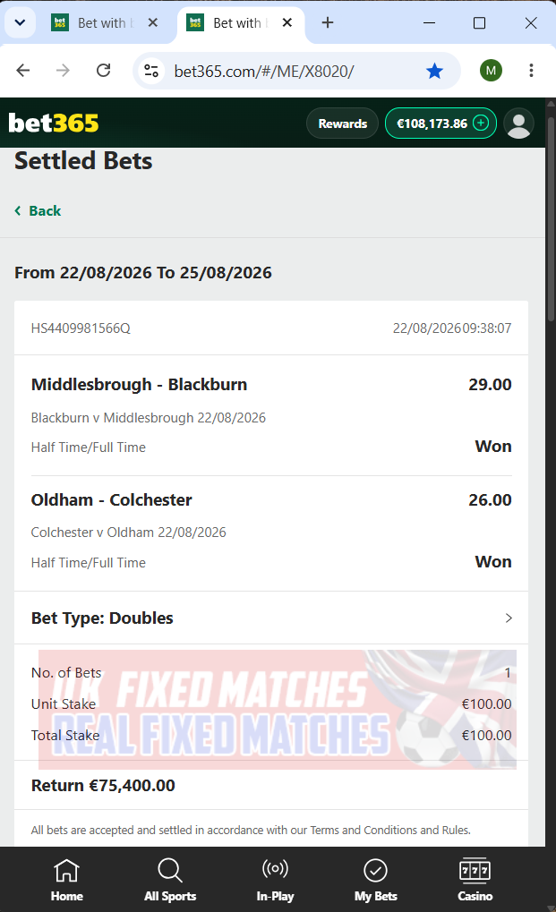 fixed matches ht ft 22.08.2026