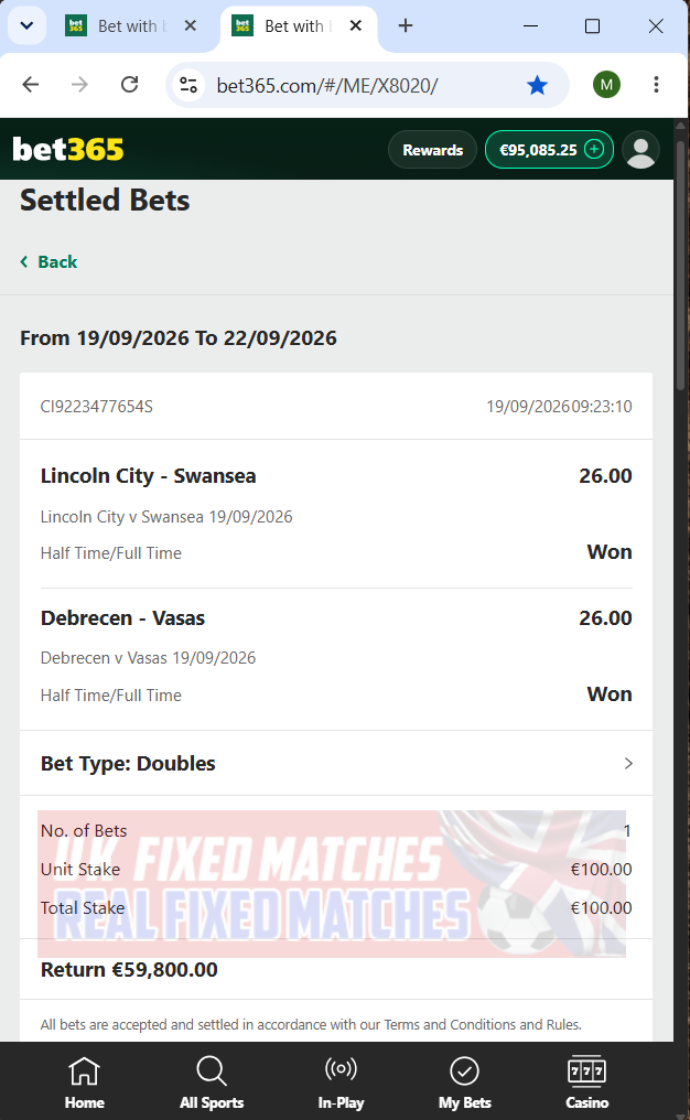 fixed matches ht ft 19.09.2026