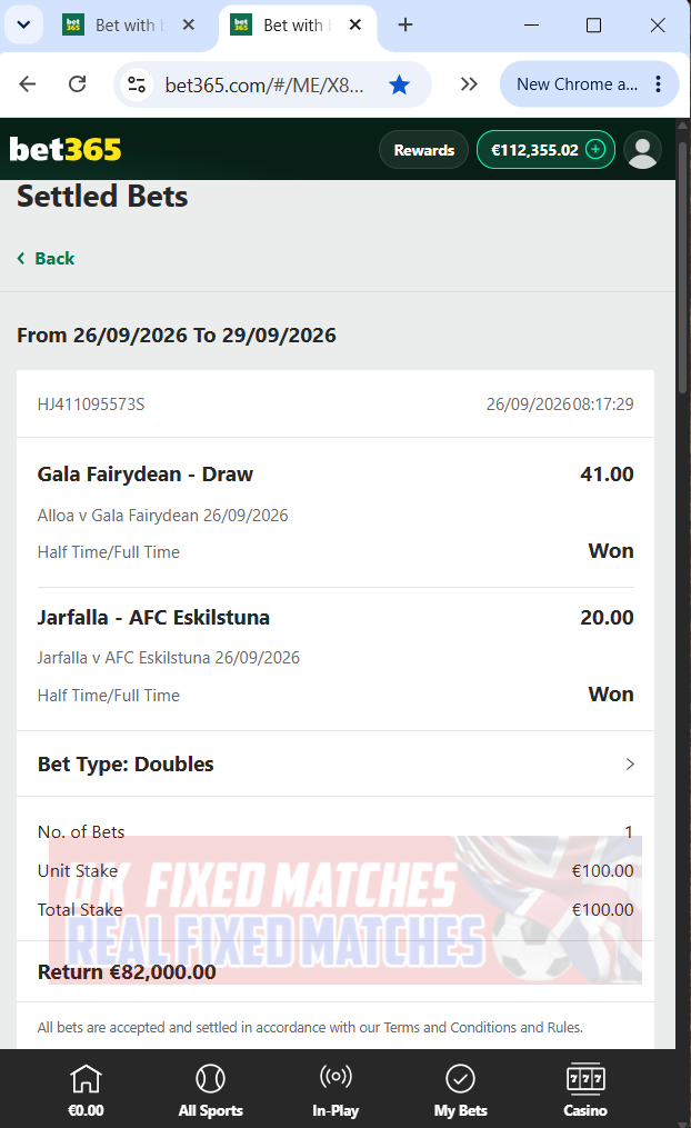 fixed matches ht ft 26.09.2026