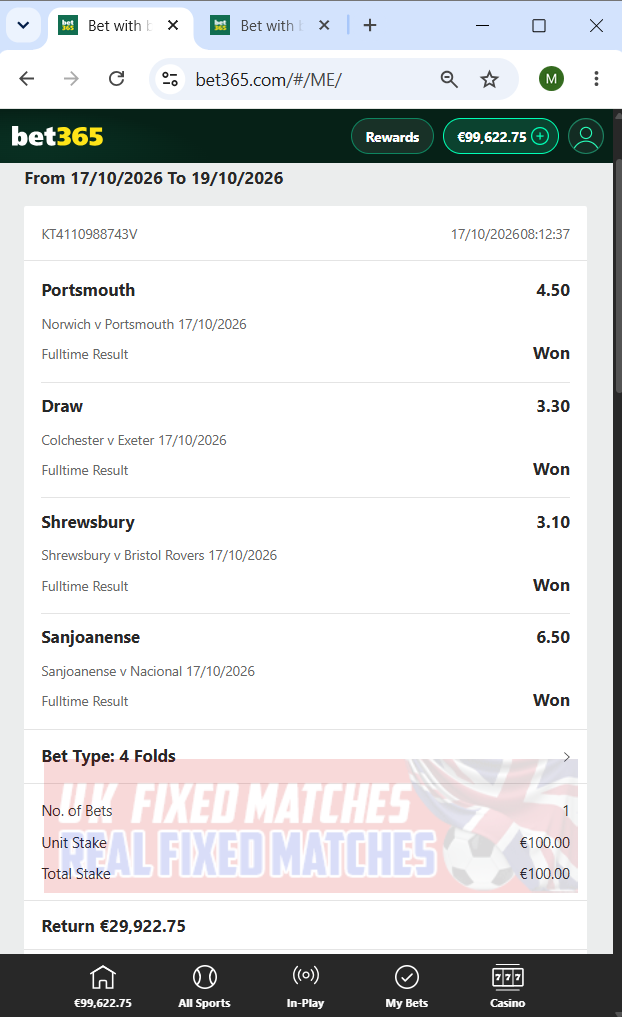 vip fixed matches 17.10.2026