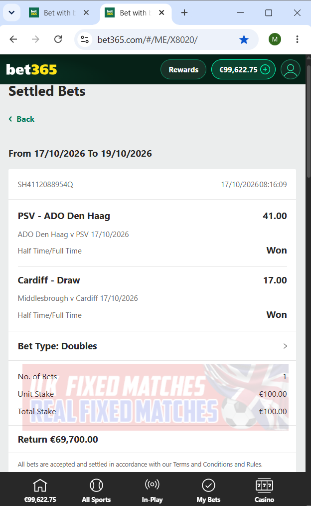 fixed matches ht ft 17.10.2026